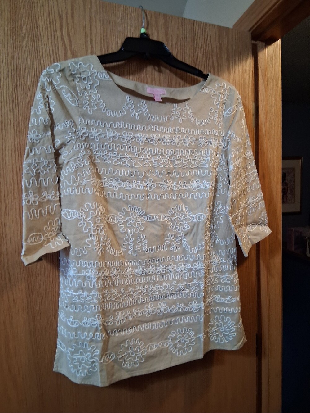 Lilly Pulitzer Yasmine Embroidered Tunic Top Boatneck scoop-neck resort-style